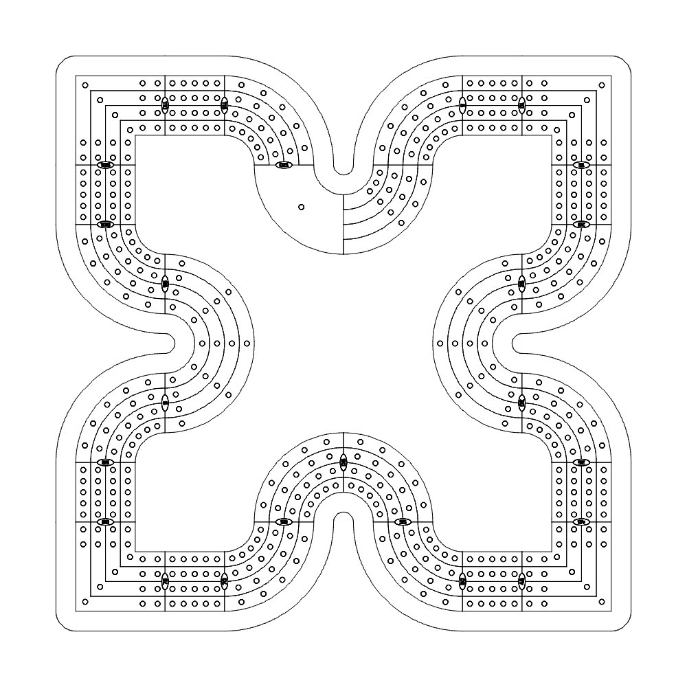 Puzzle Piece Inside 4 Lane Cribbage Board Pattern / Template