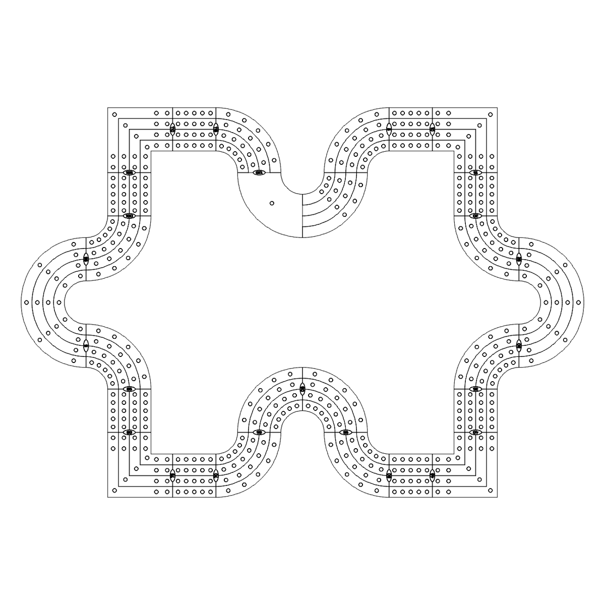 Puzzle Piece Inside 4 #3 Lane Cribbage Board Pattern / Template