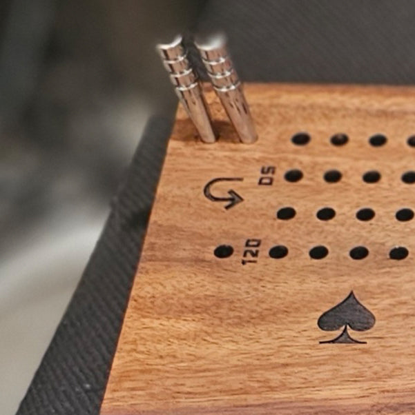 2 Player Wood / Epoxy Cribbage Board with Large Pegs