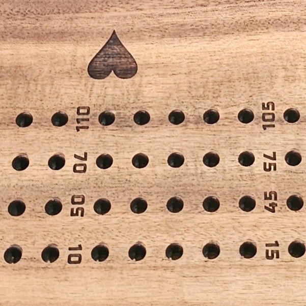 2 Player Wood / Epoxy Cribbage Board with Large Pegs