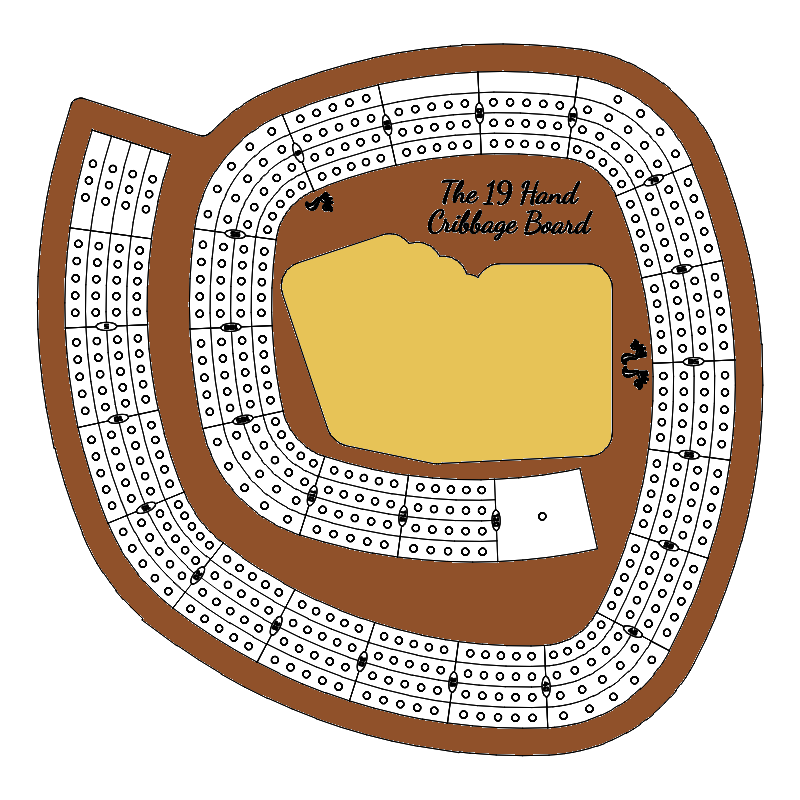 19 Curvy 4 Lane Cribbage Board Pattern / Template
